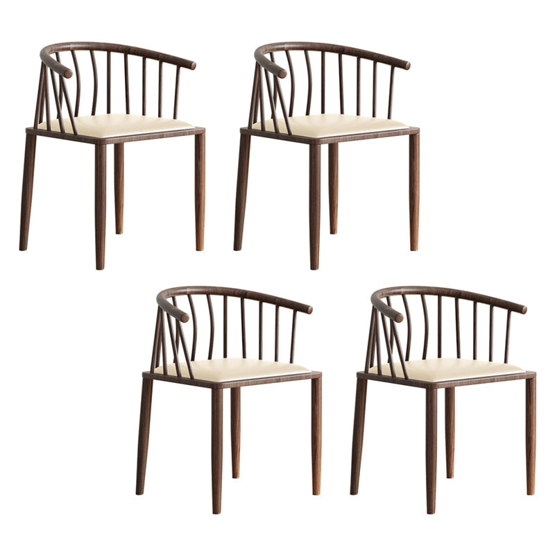 Contemporary Metal Dining Room Chairs Upholstered Armchair for Home Use Beige 4 Piece Set Walnut Clearhalo ' kitchen&dining_furn' 'Dining Chairs' 'Dining Tables & Seating' 'dining_chair' 'furn' 'furn_dining_chair' 'Furniture' 'furniture_dining_chair' 'Kitchen & Dining Furniture' 'kitchen' 3755951