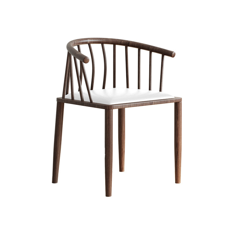 Contemporary Metal Dining Room Chairs Upholstered Armchair for Home Use White 1 Piece Walnut Clearhalo ' kitchen&dining_furn' 'Dining Chairs' 'Dining Tables & Seating' 'dining_chair' 'furn' 'furn_dining_chair' 'Furniture' 'furniture_dining_chair' 'Kitchen & Dining Furniture' 'kitchen' 3755952