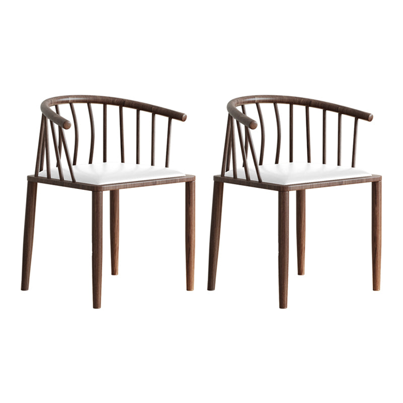 Contemporary Metal Dining Room Chairs Upholstered Armchair for Home Use White 2 Piece Set Walnut Clearhalo ' kitchen&dining_furn' 'Dining Chairs' 'Dining Tables & Seating' 'dining_chair' 'furn' 'furn_dining_chair' 'Furniture' 'furniture_dining_chair' 'Kitchen & Dining Furniture' 'kitchen' 3755953