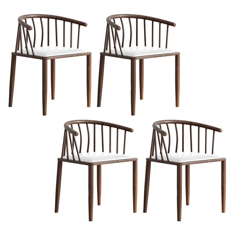 Contemporary Metal Dining Room Chairs Upholstered Armchair for Home Use White 4 Piece Set Walnut Clearhalo ' kitchen&dining_furn' 'Dining Chairs' 'Dining Tables & Seating' 'dining_chair' 'furn' 'furn_dining_chair' 'Furniture' 'furniture_dining_chair' 'Kitchen & Dining Furniture' 'kitchen' 3755954