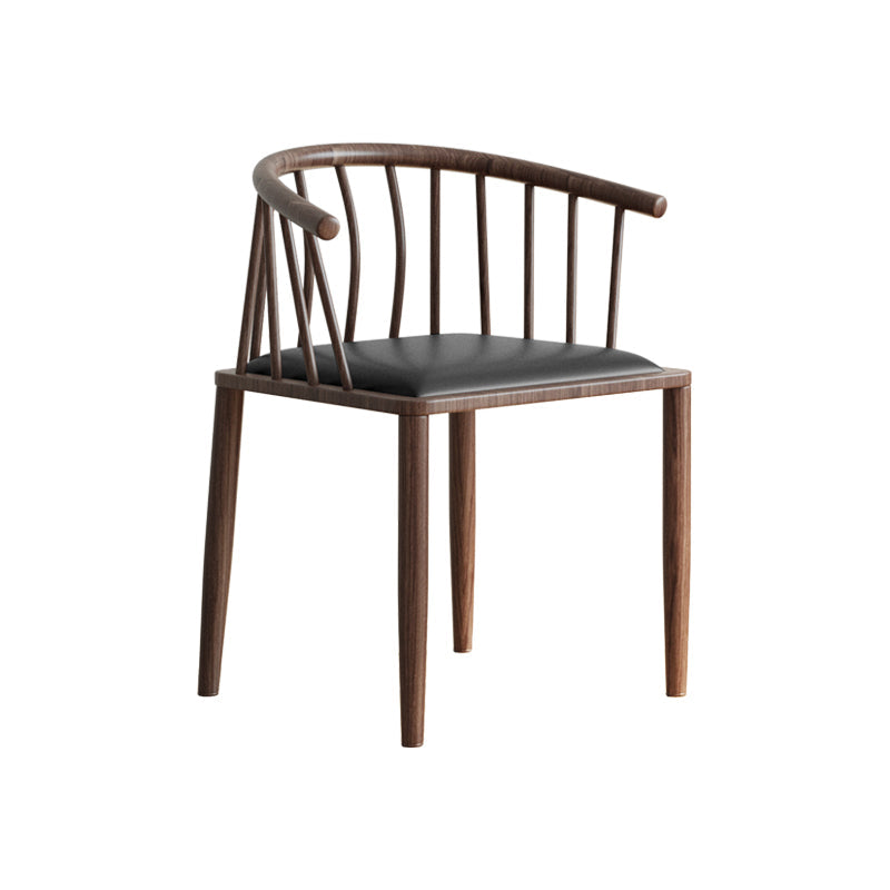 Contemporary Metal Dining Room Chairs Upholstered Armchair for Home Use Black 1 Piece Walnut Clearhalo ' kitchen&dining_furn' 'Dining Chairs' 'Dining Tables & Seating' 'dining_chair' 'furn' 'furn_dining_chair' 'Furniture' 'furniture_dining_chair' 'Kitchen & Dining Furniture' 'kitchen' 3755955