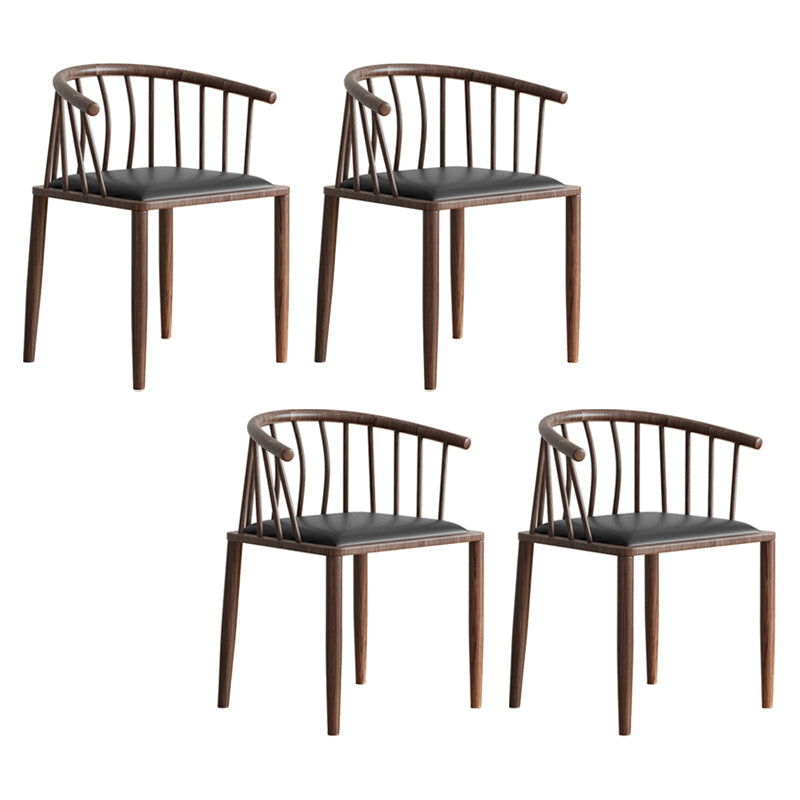 Contemporary Metal Dining Room Chairs Upholstered Armchair for Home Use Black 4 Piece Set Walnut Clearhalo ' kitchen&dining_furn' 'Dining Chairs' 'Dining Tables & Seating' 'dining_chair' 'furn' 'furn_dining_chair' 'Furniture' 'furniture_dining_chair' 'Kitchen & Dining Furniture' 'kitchen' 3755957