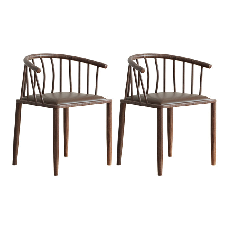Contemporary Metal Dining Room Chairs Upholstered Armchair for Home Use Coffee 2 Piece Set Walnut Clearhalo ' kitchen&dining_furn' 'Dining Chairs' 'Dining Tables & Seating' 'dining_chair' 'furn' 'furn_dining_chair' 'Furniture' 'furniture_dining_chair' 'Kitchen & Dining Furniture' 'kitchen' 3755959