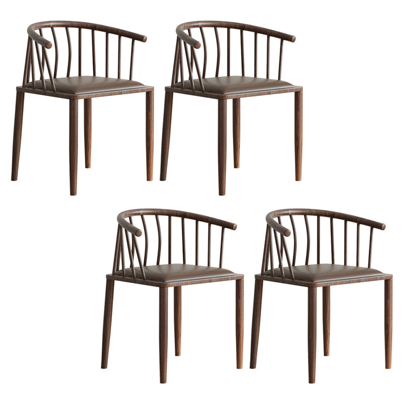 Contemporary Metal Dining Room Chairs Upholstered Armchair for Home Use Coffee 4 Piece Set Walnut Clearhalo ' kitchen&dining_furn' 'Dining Chairs' 'Dining Tables & Seating' 'dining_chair' 'furn' 'furn_dining_chair' 'Furniture' 'furniture_dining_chair' 'Kitchen & Dining Furniture' 'kitchen' 3755960