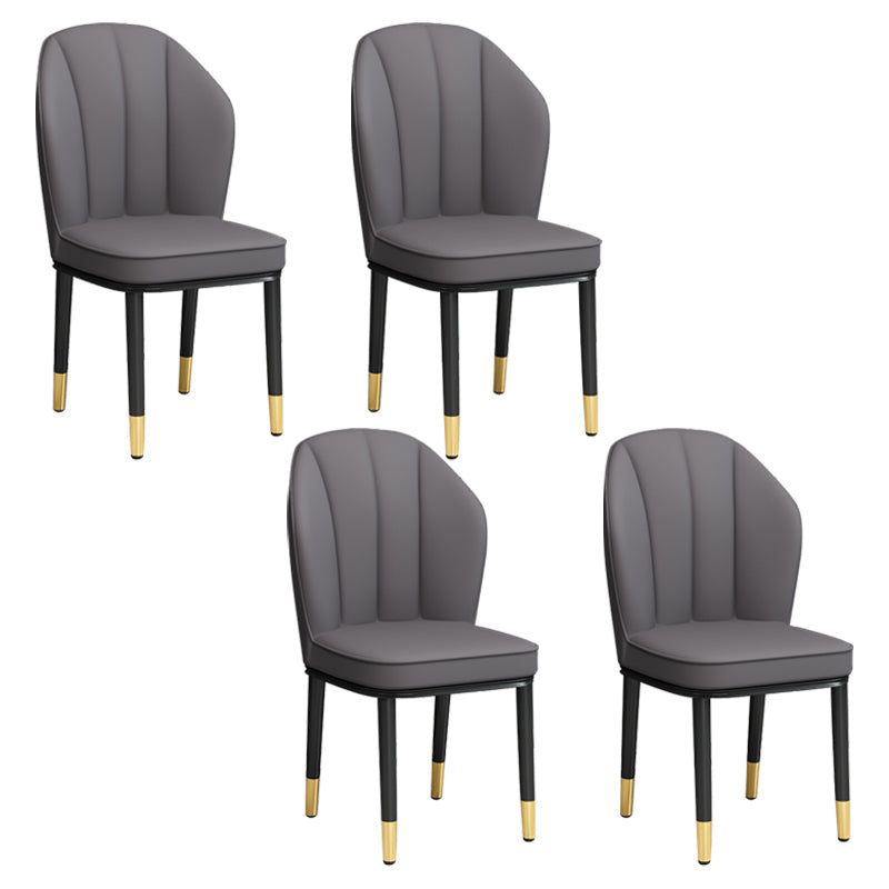 European Glam Style Metal Chairs Kitchen Dining Room Wingback Side Chair Set Dark Gray 4 Piece Set Clearhalo ' kitchen&dining_furn' 'Dining Chairs' 'Dining Tables & Seating' 'dining_chair' 'furn' 'furn_dining_chair' 'Furniture' 'furniture_dining_chair' 'Kitchen & Dining Furniture' 'kitchen' 3755966