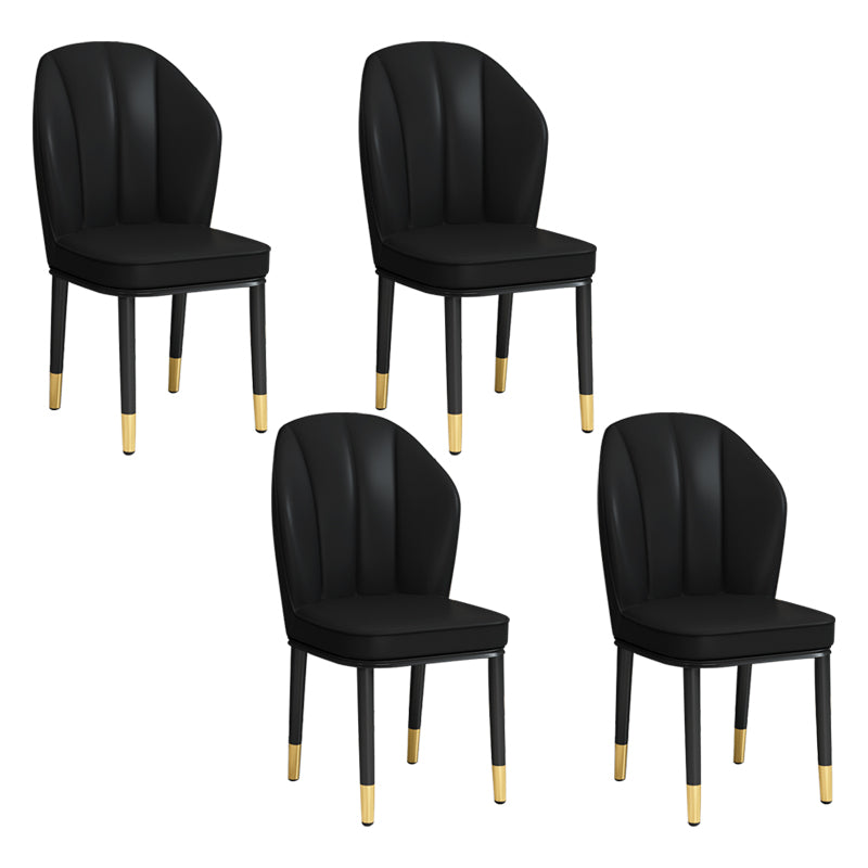 European Glam Style Metal Chairs Kitchen Dining Room Wingback Side Chair Set Black 4 Piece Set Clearhalo ' kitchen&dining_furn' 'Dining Chairs' 'Dining Tables & Seating' 'dining_chair' 'furn' 'furn_dining_chair' 'Furniture' 'furniture_dining_chair' 'Kitchen & Dining Furniture' 'kitchen' 3755971
