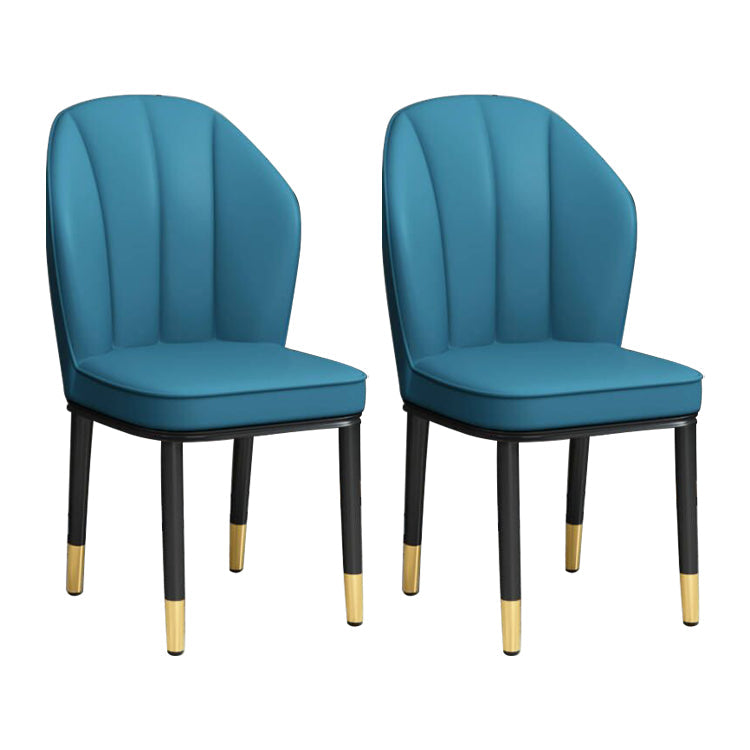 European Glam Style Metal Chairs Kitchen Dining Room Wingback Side Chair Set Peacock Blue 2 Piece Set Clearhalo ' kitchen&dining_furn' 'Dining Chairs' 'Dining Tables & Seating' 'dining_chair' 'furn' 'furn_dining_chair' 'Furniture' 'furniture_dining_chair' 'Kitchen & Dining Furniture' 'kitchen' 3755992
