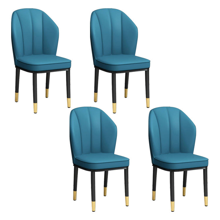 European Glam Style Metal Chairs Kitchen Dining Room Wingback Side Chair Set Peacock Blue 4 Piece Set Clearhalo ' kitchen&dining_furn' 'Dining Chairs' 'Dining Tables & Seating' 'dining_chair' 'furn' 'furn_dining_chair' 'Furniture' 'furniture_dining_chair' 'Kitchen & Dining Furniture' 'kitchen' 3755993