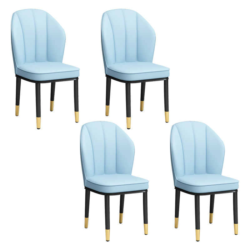 European Glam Style Metal Chairs Kitchen Dining Room Wingback Side Chair Set Sky Blue 4 Piece Set Clearhalo ' kitchen&dining_furn' 'Dining Chairs' 'Dining Tables & Seating' 'dining_chair' 'furn' 'furn_dining_chair' 'Furniture' 'furniture_dining_chair' 'Kitchen & Dining Furniture' 'kitchen' 3755999
