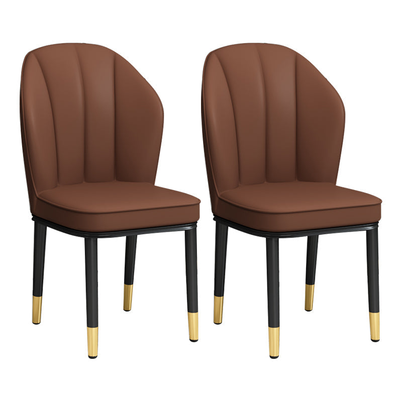 European Glam Style Metal Chairs Kitchen Dining Room Wingback Side Chair Set Brown 2 Piece Set Clearhalo ' kitchen&dining_furn' 'Dining Chairs' 'Dining Tables & Seating' 'dining_chair' 'furn' 'furn_dining_chair' 'Furniture' 'furniture_dining_chair' 'Kitchen & Dining Furniture' 'kitchen' 3756001