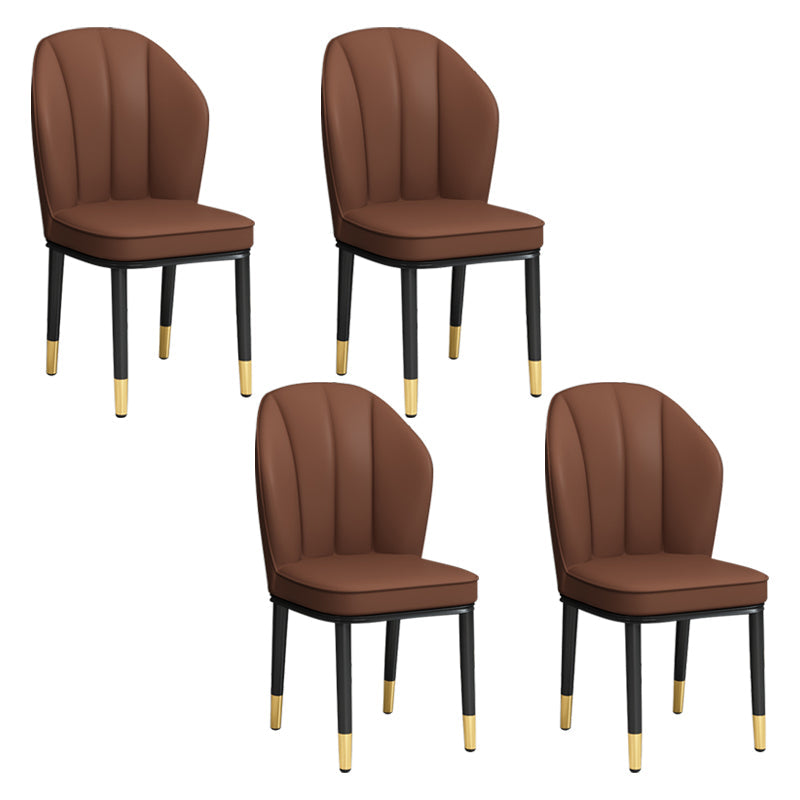 European Glam Style Metal Chairs Kitchen Dining Room Wingback Side Chair Set Brown 4 Piece Set Clearhalo ' kitchen&dining_furn' 'Dining Chairs' 'Dining Tables & Seating' 'dining_chair' 'furn' 'furn_dining_chair' 'Furniture' 'furniture_dining_chair' 'Kitchen & Dining Furniture' 'kitchen' 3756002