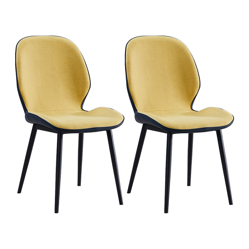 Home Scandinavian Side Chair Upholstered Solid Back Metal Dining Room Chair Yellow 2 Piece Set Clearhalo ' kitchen&dining_furn' 'Dining Chairs' 'Dining Tables & Seating' 'dining_chair' 'furn' 'furn_dining_chair' 'Furniture' 'furniture_dining_chair' 'Kitchen & Dining Furniture' 'kitchen' 3756005