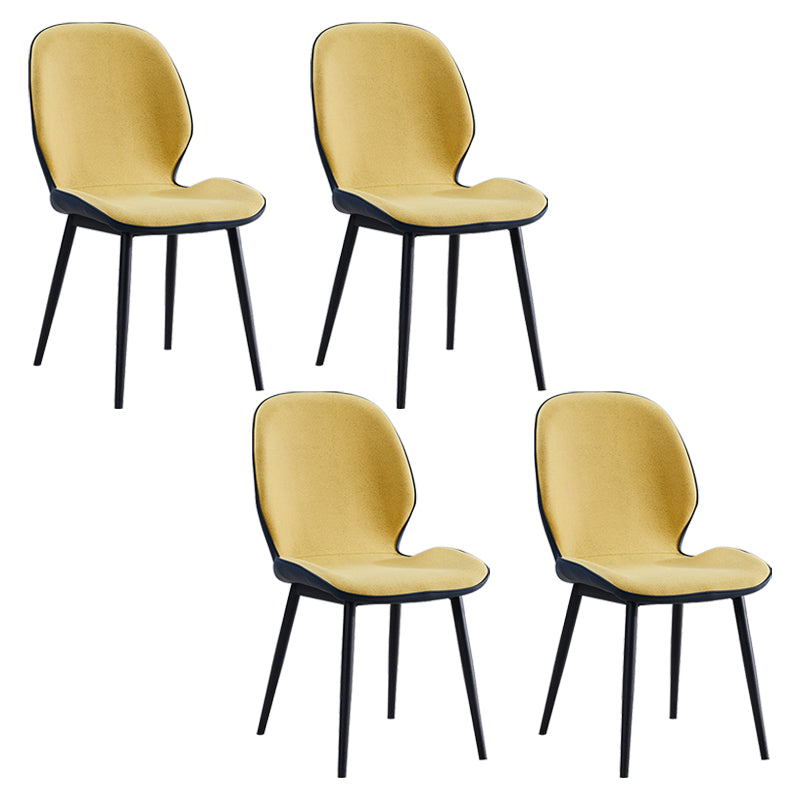 Home Scandinavian Side Chair Upholstered Solid Back Metal Dining Room Chair Yellow 4 Piece Set Clearhalo ' kitchen&dining_furn' 'Dining Chairs' 'Dining Tables & Seating' 'dining_chair' 'furn' 'furn_dining_chair' 'Furniture' 'furniture_dining_chair' 'Kitchen & Dining Furniture' 'kitchen' 3756007