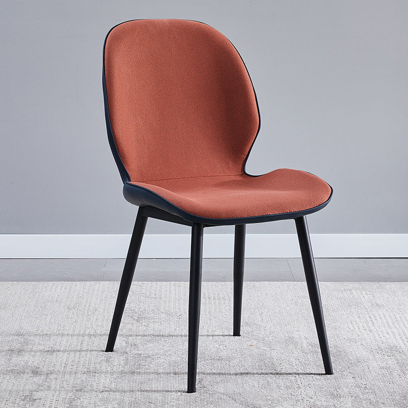 Home Scandinavian Side Chair Upholstered Solid Back Metal Dining Room Chair Red 1 Piece Clearhalo ' kitchen&dining_furn' 'Dining Chairs' 'Dining Tables & Seating' 'dining_chair' 'furn' 'furn_dining_chair' 'Furniture' 'furniture_dining_chair' 'Kitchen & Dining Furniture' 'kitchen' 3756009