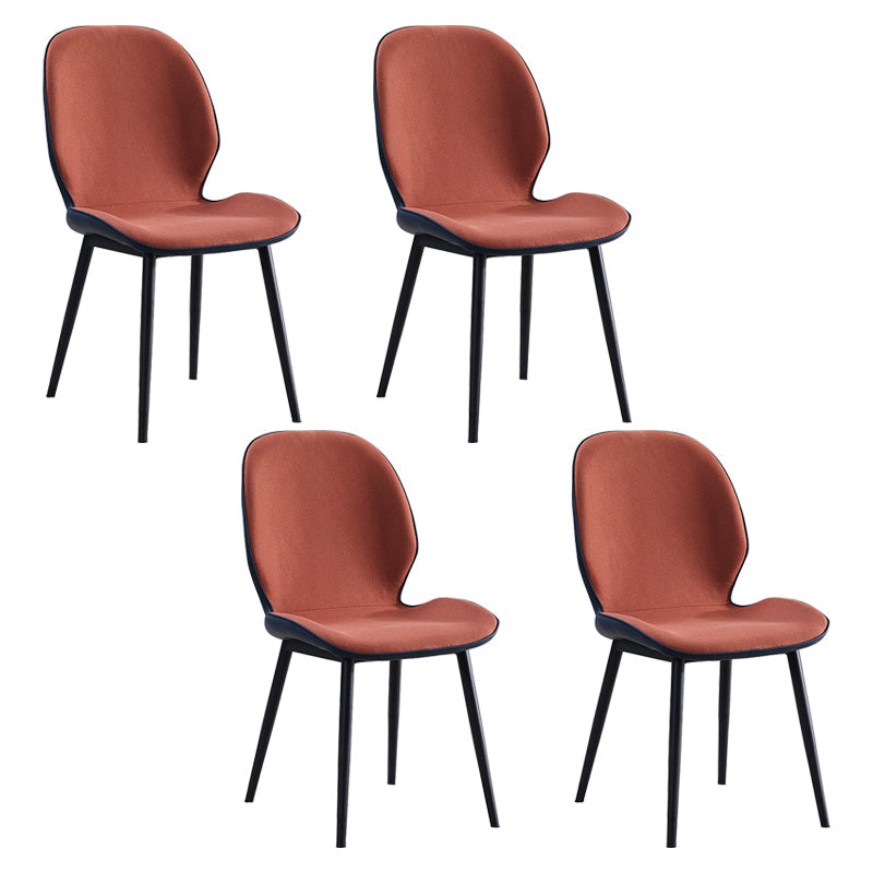 Home Scandinavian Side Chair Upholstered Solid Back Metal Dining Room Chair Red 4 Piece Set Clearhalo ' kitchen&dining_furn' 'Dining Chairs' 'Dining Tables & Seating' 'dining_chair' 'furn' 'furn_dining_chair' 'Furniture' 'furniture_dining_chair' 'Kitchen & Dining Furniture' 'kitchen' 3756014