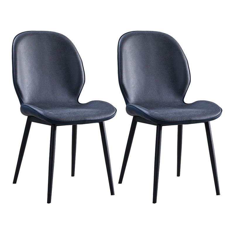 Home Scandinavian Side Chair Upholstered Solid Back Metal Dining Room Chair Dark Gray 2 Piece Set Clearhalo ' kitchen&dining_furn' 'Dining Chairs' 'Dining Tables & Seating' 'dining_chair' 'furn' 'furn_dining_chair' 'Furniture' 'furniture_dining_chair' 'Kitchen & Dining Furniture' 'kitchen' 3756029