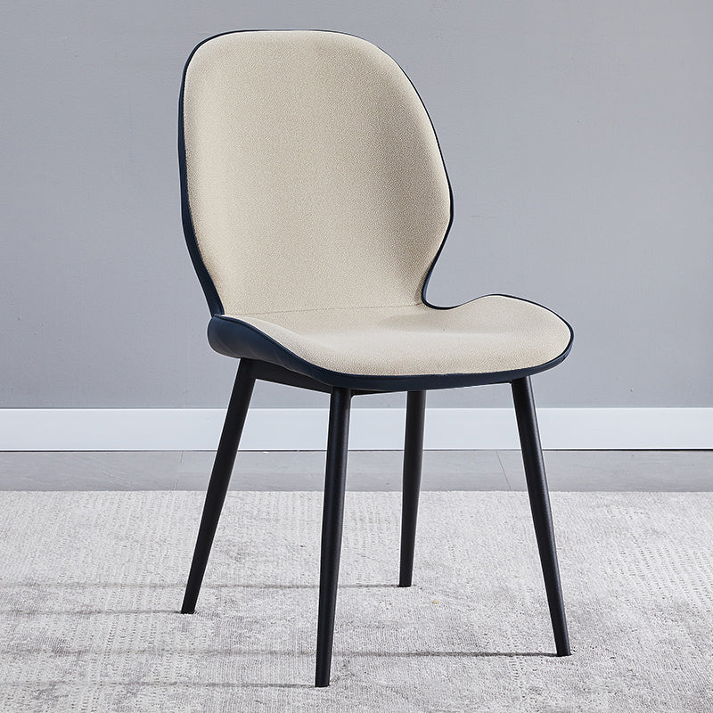 Home Scandinavian Side Chair Upholstered Solid Back Metal Dining Room Chair Off-White 1 Piece Clearhalo ' kitchen&dining_furn' 'Dining Chairs' 'Dining Tables & Seating' 'dining_chair' 'furn' 'furn_dining_chair' 'Furniture' 'furniture_dining_chair' 'Kitchen & Dining Furniture' 'kitchen' 3756031
