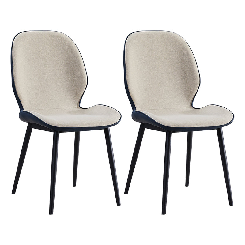 Home Scandinavian Side Chair Upholstered Solid Back Metal Dining Room Chair Off-White 2 Piece Set Clearhalo ' kitchen&dining_furn' 'Dining Chairs' 'Dining Tables & Seating' 'dining_chair' 'furn' 'furn_dining_chair' 'Furniture' 'furniture_dining_chair' 'Kitchen & Dining Furniture' 'kitchen' 3756032
