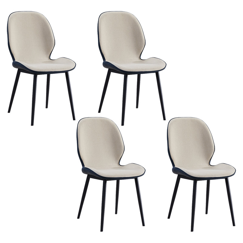 Home Scandinavian Side Chair Upholstered Solid Back Metal Dining Room Chair Off-White 4 Piece Set Clearhalo ' kitchen&dining_furn' 'Dining Chairs' 'Dining Tables & Seating' 'dining_chair' 'furn' 'furn_dining_chair' 'Furniture' 'furniture_dining_chair' 'Kitchen & Dining Furniture' 'kitchen' 3756033