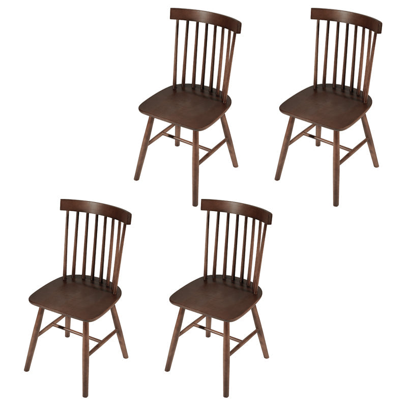 Rustic Style Armless Dining Chairs Beech Slat Back Side Chair with Wood Legs Dark Wood 4 Piece Set Clearhalo ' kitchen&dining_furn' 'Dining Chairs' 'Dining Tables & Seating' 'dining_chair' 'furn' 'furn_dining_chair' 'Furniture' 'furniture_dining_chair' 'Kitchen & Dining Furniture' 'kitchen' 3756044