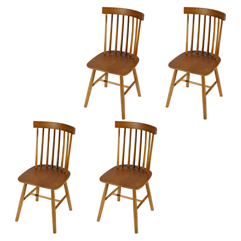 Rustic Style Armless Dining Chairs Beech Slat Back Side Chair with Wood Legs Light Wood 4 Piece Set Clearhalo ' kitchen&dining_furn' 'Dining Chairs' 'Dining Tables & Seating' 'dining_chair' 'furn' 'furn_dining_chair' 'Furniture' 'furniture_dining_chair' 'Kitchen & Dining Furniture' 'kitchen' 3756050