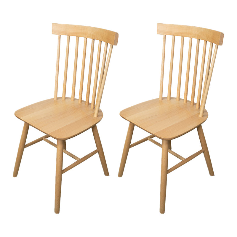 Rustic Style Armless Dining Chairs Beech Slat Back Side Chair with Wood Legs Wood 2 Piece Set Clearhalo ' kitchen&dining_furn' 'Dining Chairs' 'Dining Tables & Seating' 'dining_chair' 'furn' 'furn_dining_chair' 'Furniture' 'furniture_dining_chair' 'Kitchen & Dining Furniture' 'kitchen' 3756052