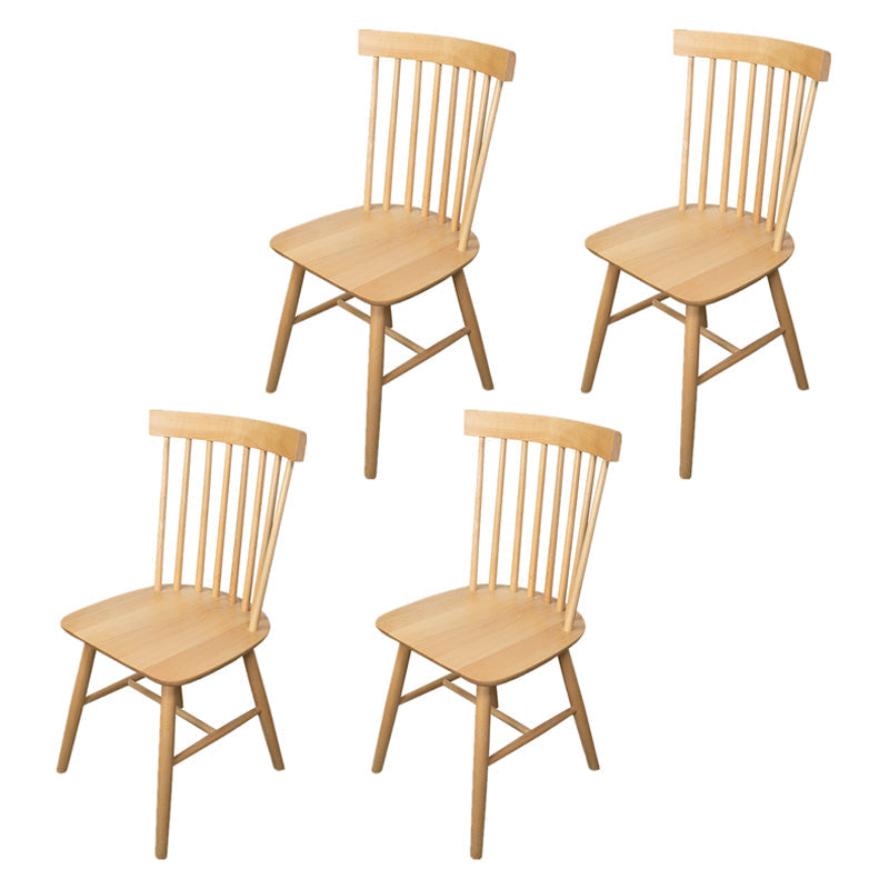 Rustic Style Armless Dining Chairs Beech Slat Back Side Chair with Wood Legs Wood 4 Piece Set Clearhalo ' kitchen&dining_furn' 'Dining Chairs' 'Dining Tables & Seating' 'dining_chair' 'furn' 'furn_dining_chair' 'Furniture' 'furniture_dining_chair' 'Kitchen & Dining Furniture' 'kitchen' 3756053