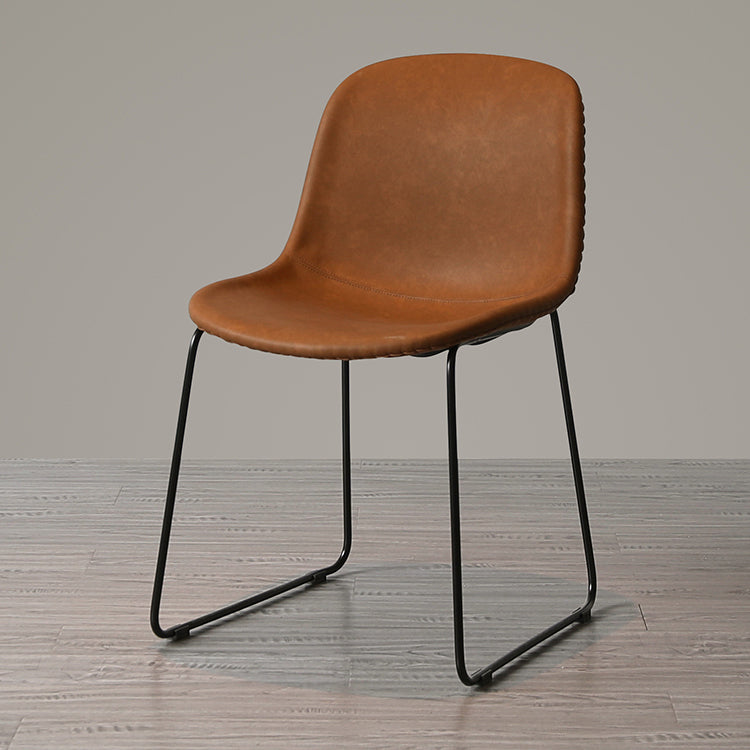 Modern Metal Dining Room Chairs PU Leather Dining Armless Chairs for Home Use Brown 1 Piece Clearhalo ' kitchen&dining_furn' 'Dining Chairs' 'Dining Tables & Seating' 'dining_chair' 'furn' 'furn_dining_chair' 'Furniture' 'furniture_dining_chair' 'Kitchen & Dining Furniture' 'kitchen' 3756054