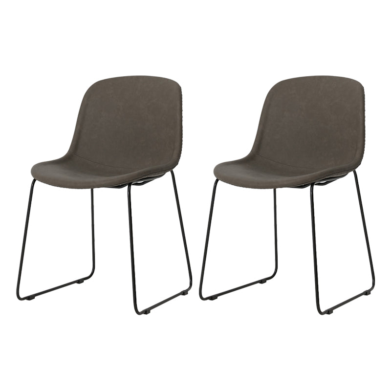 Modern Metal Dining Room Chairs PU Leather Dining Armless Chairs for Home Use Dark Gray 2 Piece Set Clearhalo ' kitchen&dining_furn' 'Dining Chairs' 'Dining Tables & Seating' 'dining_chair' 'furn' 'furn_dining_chair' 'Furniture' 'furniture_dining_chair' 'Kitchen & Dining Furniture' 'kitchen' 3756057