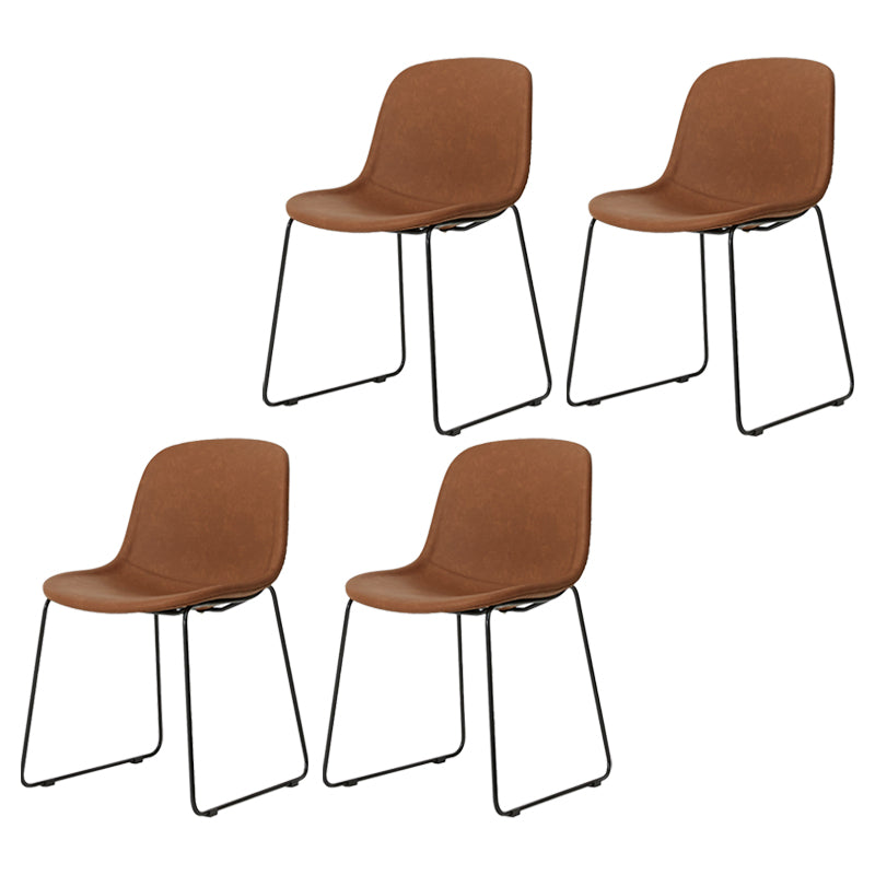 Modern Metal Dining Room Chairs PU Leather Dining Armless Chairs for Home Use Brown 4 Piece Set Clearhalo ' kitchen&dining_furn' 'Dining Chairs' 'Dining Tables & Seating' 'dining_chair' 'furn' 'furn_dining_chair' 'Furniture' 'furniture_dining_chair' 'Kitchen & Dining Furniture' 'kitchen' 3756062