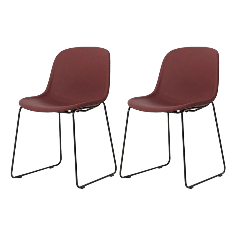 Modern Metal Dining Room Chairs PU Leather Dining Armless Chairs for Home Use Red 2 Piece Set Clearhalo ' kitchen&dining_furn' 'Dining Chairs' 'Dining Tables & Seating' 'dining_chair' 'furn' 'furn_dining_chair' 'Furniture' 'furniture_dining_chair' 'Kitchen & Dining Furniture' 'kitchen' 3756066