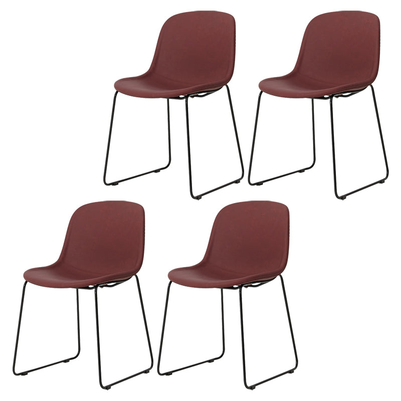 Modern Metal Dining Room Chairs PU Leather Dining Armless Chairs for Home Use Red 4 Piece Set Clearhalo ' kitchen&dining_furn' 'Dining Chairs' 'Dining Tables & Seating' 'dining_chair' 'furn' 'furn_dining_chair' 'Furniture' 'furniture_dining_chair' 'Kitchen & Dining Furniture' 'kitchen' 3756069