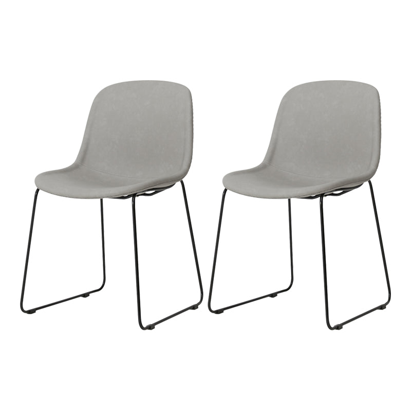 Modern Metal Dining Room Chairs PU Leather Dining Armless Chairs for Home Use Light Gray 2 Piece Set Clearhalo ' kitchen&dining_furn' 'Dining Chairs' 'Dining Tables & Seating' 'dining_chair' 'furn' 'furn_dining_chair' 'Furniture' 'furniture_dining_chair' 'Kitchen & Dining Furniture' 'kitchen' 3756073