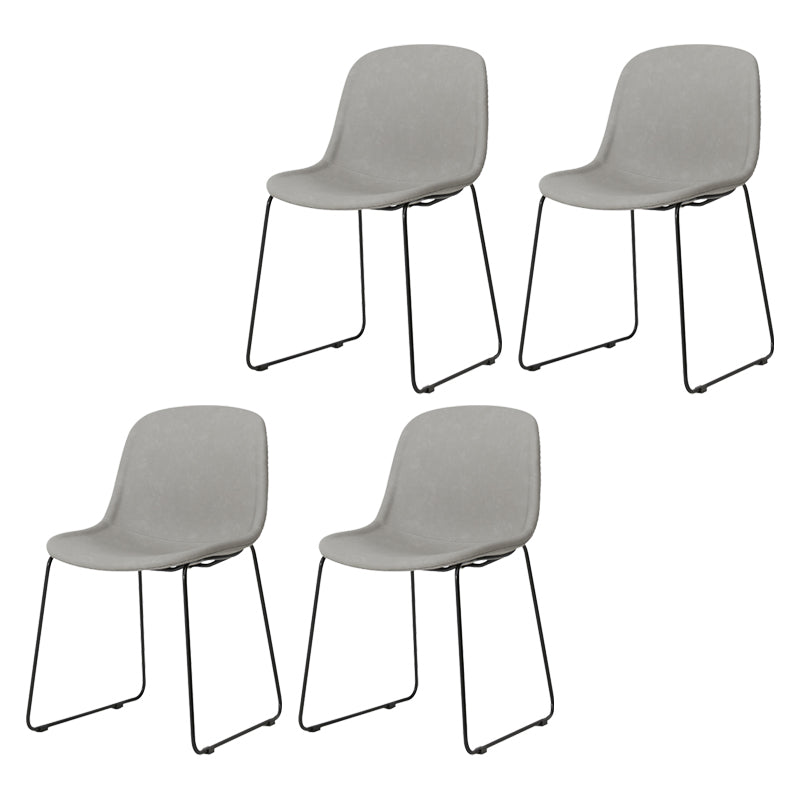 Modern Metal Dining Room Chairs PU Leather Dining Armless Chairs for Home Use Light Gray 4 Piece Set Clearhalo ' kitchen&dining_furn' 'Dining Chairs' 'Dining Tables & Seating' 'dining_chair' 'furn' 'furn_dining_chair' 'Furniture' 'furniture_dining_chair' 'Kitchen & Dining Furniture' 'kitchen' 3756075