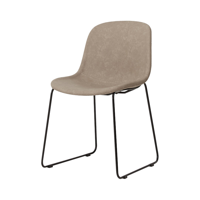 Modern Metal Dining Room Chairs PU Leather Dining Armless Chairs for Home Use Beige 1 Piece Clearhalo ' kitchen&dining_furn' 'Dining Chairs' 'Dining Tables & Seating' 'dining_chair' 'furn' 'furn_dining_chair' 'Furniture' 'furniture_dining_chair' 'Kitchen & Dining Furniture' 'kitchen' 3756077