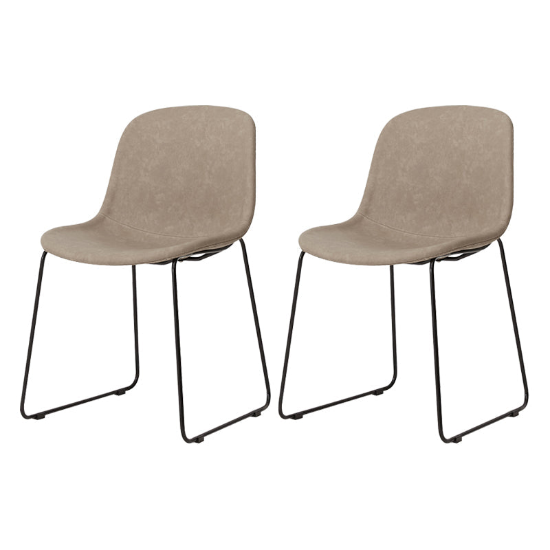 Modern Metal Dining Room Chairs PU Leather Dining Armless Chairs for Home Use Beige 2 Piece Set Clearhalo ' kitchen&dining_furn' 'Dining Chairs' 'Dining Tables & Seating' 'dining_chair' 'furn' 'furn_dining_chair' 'Furniture' 'furniture_dining_chair' 'Kitchen & Dining Furniture' 'kitchen' 3756078