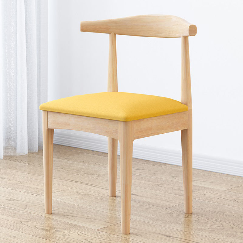 Scandinavian Home Side Chair Open Back Wood Upholstered Dining Room Chair Yellow 1 Piece Natural Wood Clearhalo ' kitchen&dining_furn' 'Dining Chairs' 'Dining Tables & Seating' 'dining_chair' 'furn' 'furn_dining_chair' 'Furniture' 'furniture_dining_chair' 'Kitchen & Dining Furniture' 'kitchen' 3756110