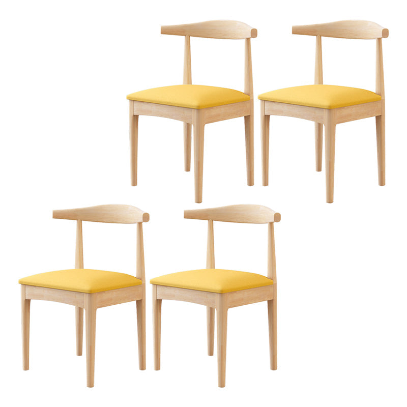 Scandinavian Home Side Chair Open Back Wood Upholstered Dining Room Chair Yellow 4 Piece Set Natural Wood Clearhalo ' kitchen&dining_furn' 'Dining Chairs' 'Dining Tables & Seating' 'dining_chair' 'furn' 'furn_dining_chair' 'Furniture' 'furniture_dining_chair' 'Kitchen & Dining Furniture' 'kitchen' 3756112