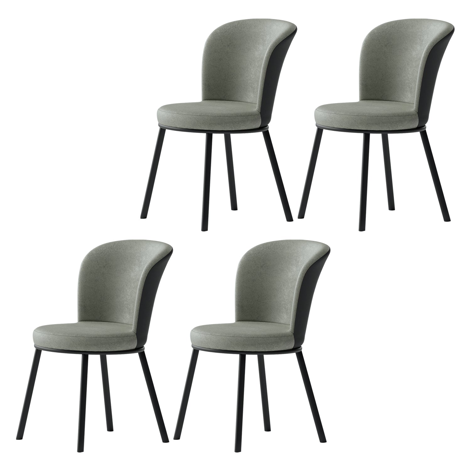 Contemporary Leathaire Restaurant Arm Chair Matte Finish Open Dining Chair Light Gray 4 Piece Set Clearhalo ' kitchen&dining_furn' 'Dining Chairs' 'Dining Tables & Seating' 'dining_chair' 'furn' 'furn_dining_chair' 'Furniture' 'furniture_dining_chair' 'Kitchen & Dining Furniture' 'kitchen' 3756126