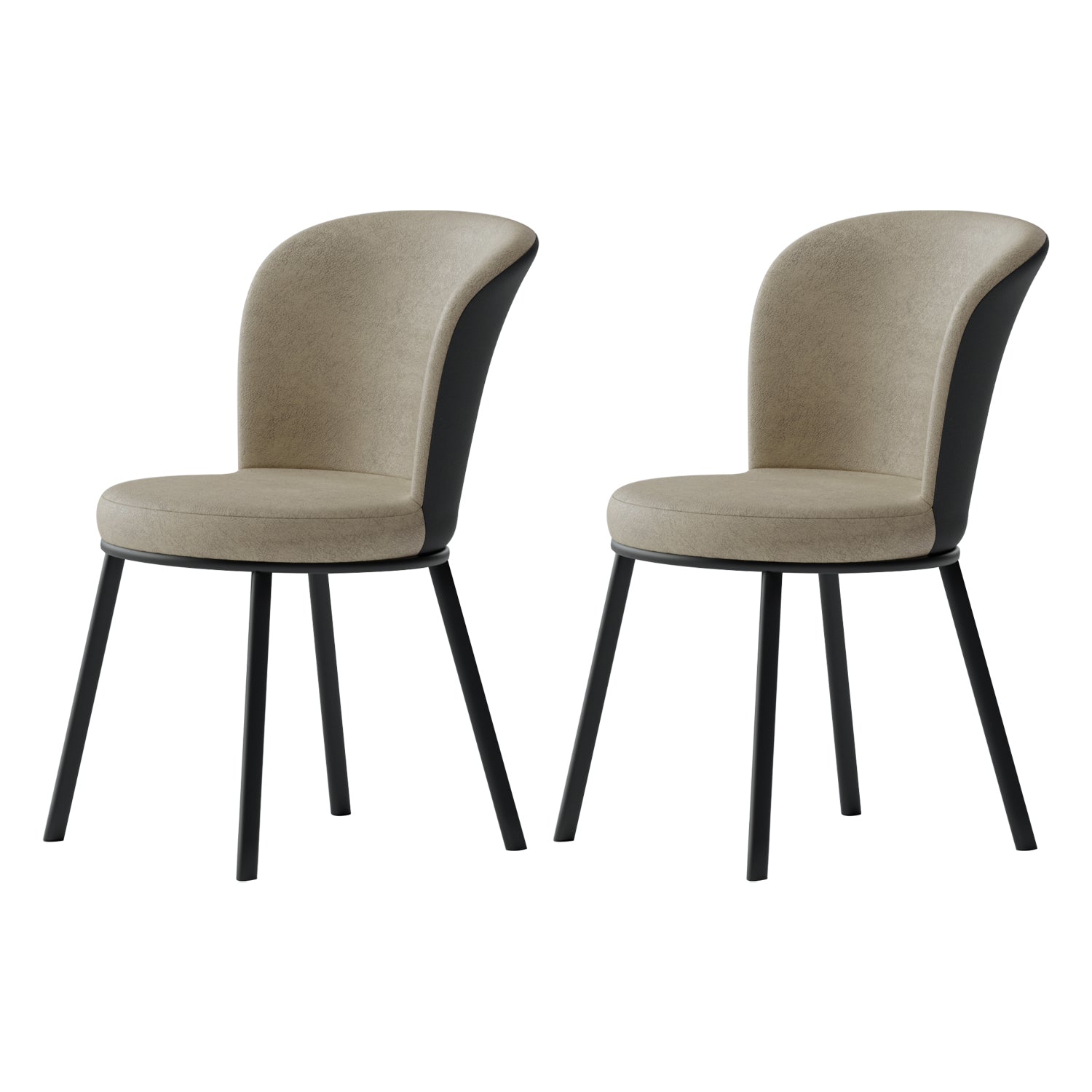 Contemporary Leathaire Restaurant Arm Chair Matte Finish Open Dining Chair Off-White 2 Piece Set Clearhalo ' kitchen&dining_furn' 'Dining Chairs' 'Dining Tables & Seating' 'dining_chair' 'furn' 'furn_dining_chair' 'Furniture' 'furniture_dining_chair' 'Kitchen & Dining Furniture' 'kitchen' 3756130