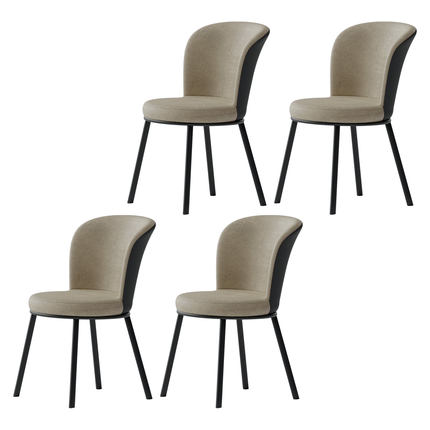 Contemporary Leathaire Restaurant Arm Chair Matte Finish Open Dining Chair Off-White 4 Piece Set Clearhalo ' kitchen&dining_furn' 'Dining Chairs' 'Dining Tables & Seating' 'dining_chair' 'furn' 'furn_dining_chair' 'Furniture' 'furniture_dining_chair' 'Kitchen & Dining Furniture' 'kitchen' 3756132