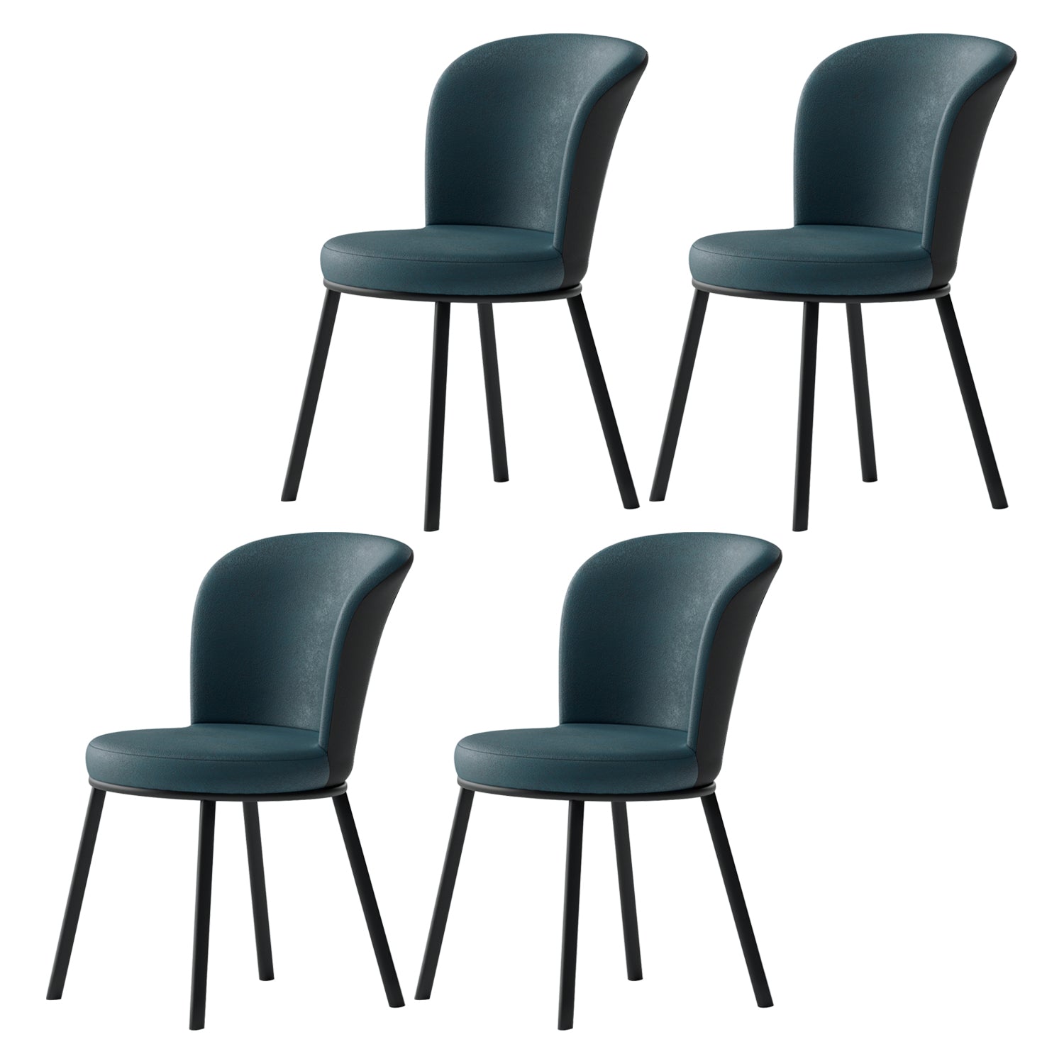 Contemporary Leathaire Restaurant Arm Chair Matte Finish Open Dining Chair Blue 4 Piece Set Clearhalo ' kitchen&dining_furn' 'Dining Chairs' 'Dining Tables & Seating' 'dining_chair' 'furn' 'furn_dining_chair' 'Furniture' 'furniture_dining_chair' 'Kitchen & Dining Furniture' 'kitchen' 3756139
