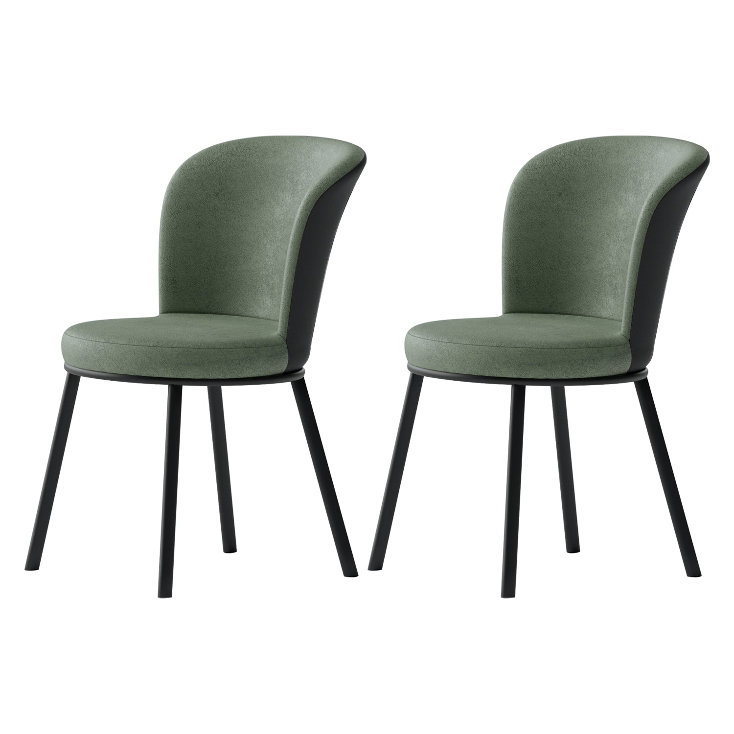 Contemporary Leathaire Restaurant Arm Chair Matte Finish Open Dining Chair Green 2 Piece Set Clearhalo ' kitchen&dining_furn' 'Dining Chairs' 'Dining Tables & Seating' 'dining_chair' 'furn' 'furn_dining_chair' 'Furniture' 'furniture_dining_chair' 'Kitchen & Dining Furniture' 'kitchen' 3756143