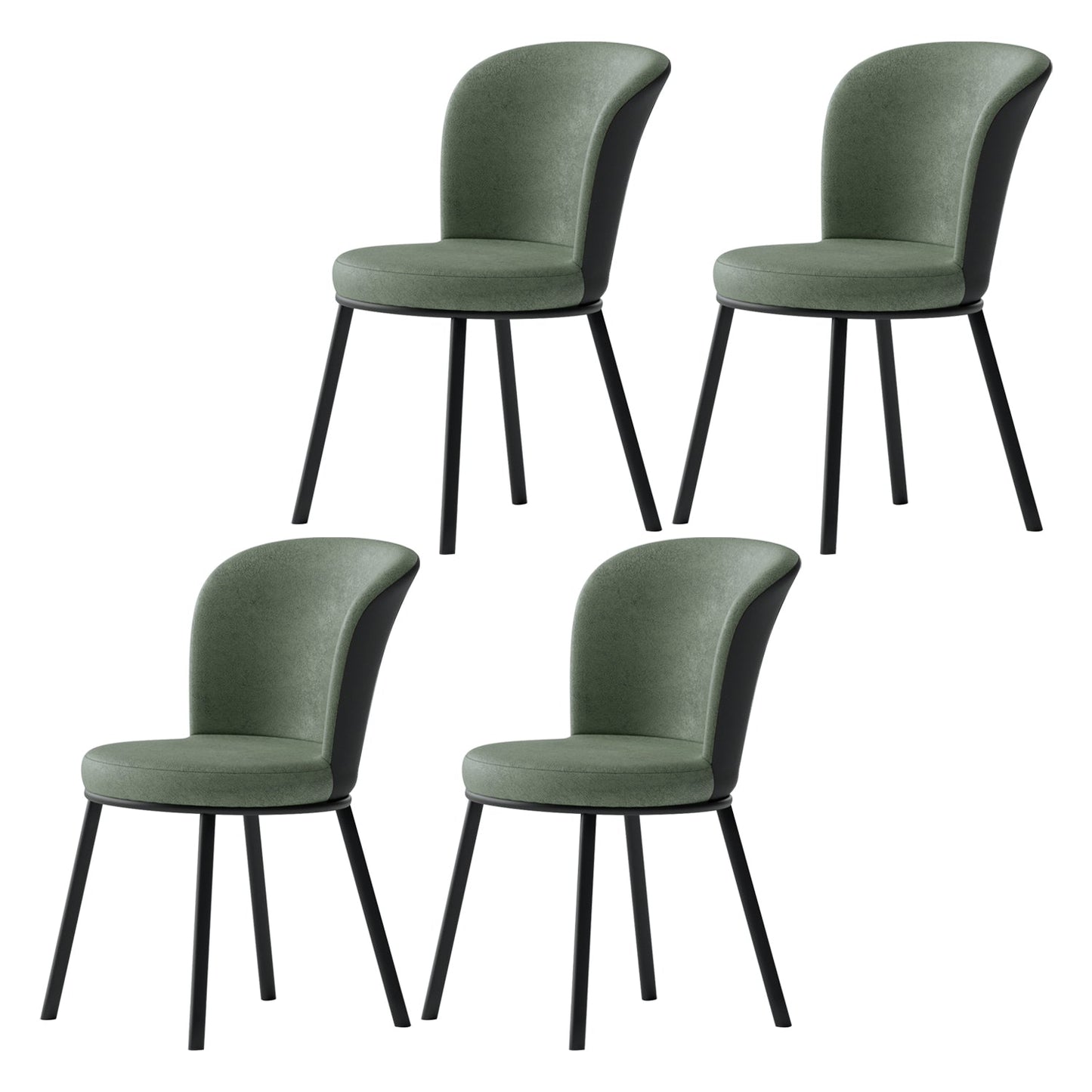 Contemporary Leathaire Restaurant Arm Chair Matte Finish Open Dining Chair Green 4 Piece Set Clearhalo ' kitchen&dining_furn' 'Dining Chairs' 'Dining Tables & Seating' 'dining_chair' 'furn' 'furn_dining_chair' 'Furniture' 'furniture_dining_chair' 'Kitchen & Dining Furniture' 'kitchen' 3756145