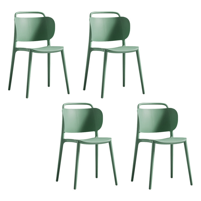 Contemporary Plastic Dining Armless Chair Open Back Dining Side Chair for Kitchen Green 4 Piece Set Clearhalo ' kitchen&dining_furn' 'Dining Chairs' 'Dining Tables & Seating' 'dining_chair' 'furn' 'furn_dining_chair' 'Furniture' 'furniture_dining_chair' 'Kitchen & Dining Furniture' 'kitchen' 3756157
