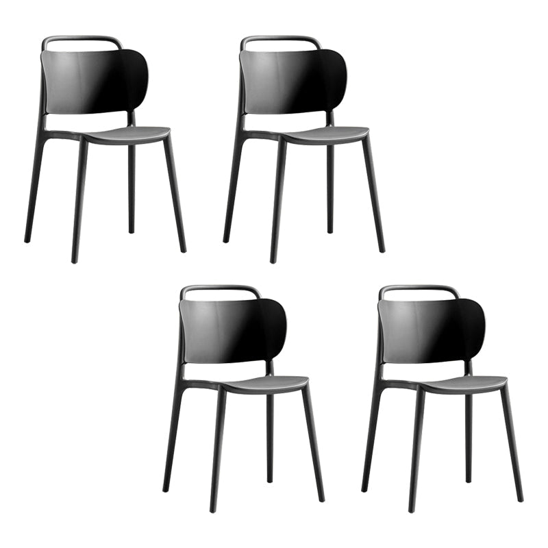 Contemporary Plastic Dining Armless Chair Open Back Dining Side Chair for Kitchen Black-Gray 4 Piece Set Clearhalo ' kitchen&dining_furn' 'Dining Chairs' 'Dining Tables & Seating' 'dining_chair' 'furn' 'furn_dining_chair' 'Furniture' 'furniture_dining_chair' 'Kitchen & Dining Furniture' 'kitchen' 3756163