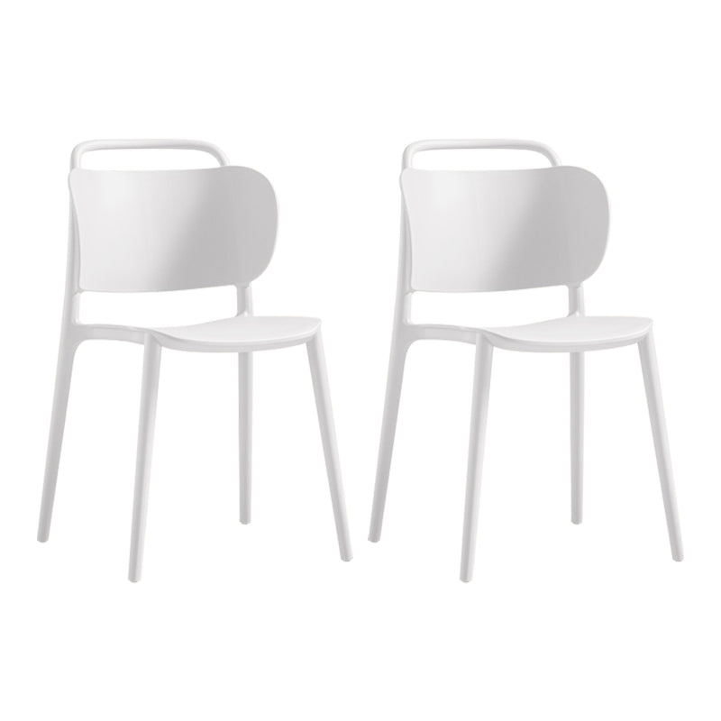 Contemporary Plastic Dining Armless Chair Open Back Dining Side Chair for Kitchen White 2 Piece Set Clearhalo ' kitchen&dining_furn' 'Dining Chairs' 'Dining Tables & Seating' 'dining_chair' 'furn' 'furn_dining_chair' 'Furniture' 'furniture_dining_chair' 'Kitchen & Dining Furniture' 'kitchen' 3756166
