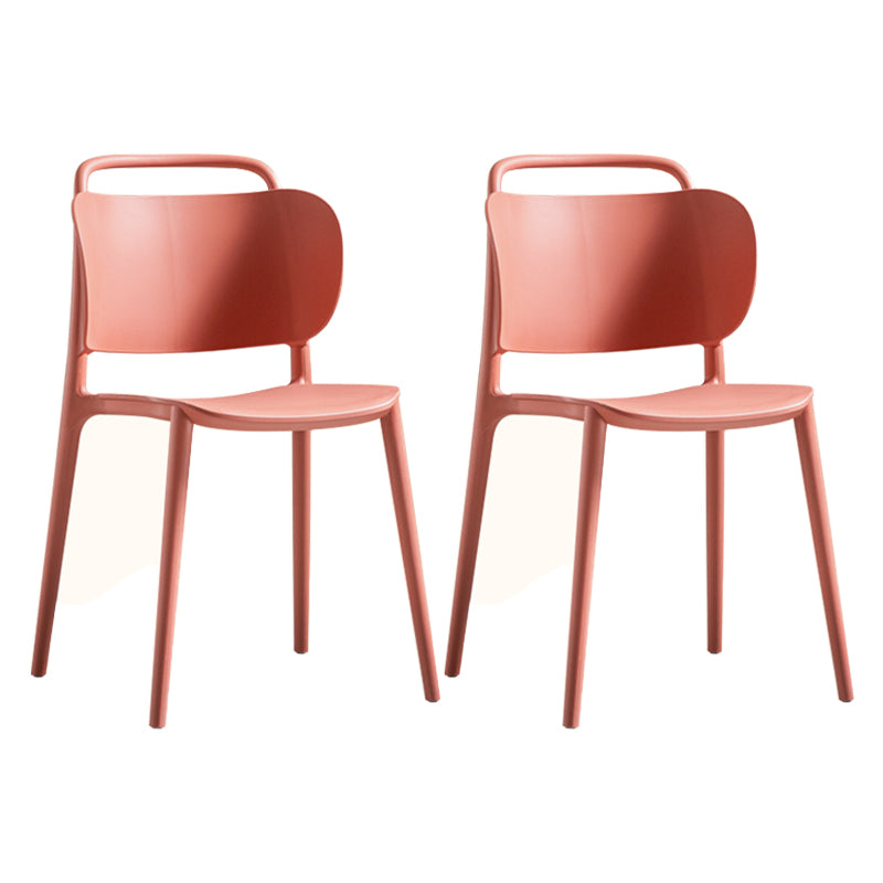 Contemporary Plastic Dining Armless Chair Open Back Dining Side Chair for Kitchen Brick Red 2 Piece Set Clearhalo ' kitchen&dining_furn' 'Dining Chairs' 'Dining Tables & Seating' 'dining_chair' 'furn' 'furn_dining_chair' 'Furniture' 'furniture_dining_chair' 'Kitchen & Dining Furniture' 'kitchen' 3756171