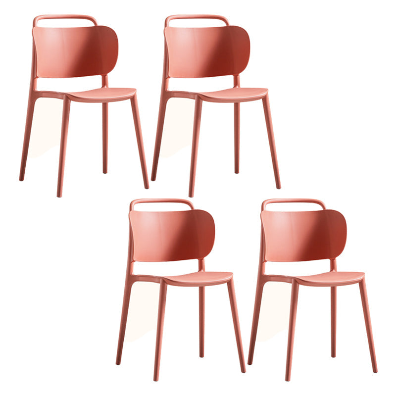 Contemporary Plastic Dining Armless Chair Open Back Dining Side Chair for Kitchen Brick Red 4 Piece Set Clearhalo ' kitchen&dining_furn' 'Dining Chairs' 'Dining Tables & Seating' 'dining_chair' 'furn' 'furn_dining_chair' 'Furniture' 'furniture_dining_chair' 'Kitchen & Dining Furniture' 'kitchen' 3756172