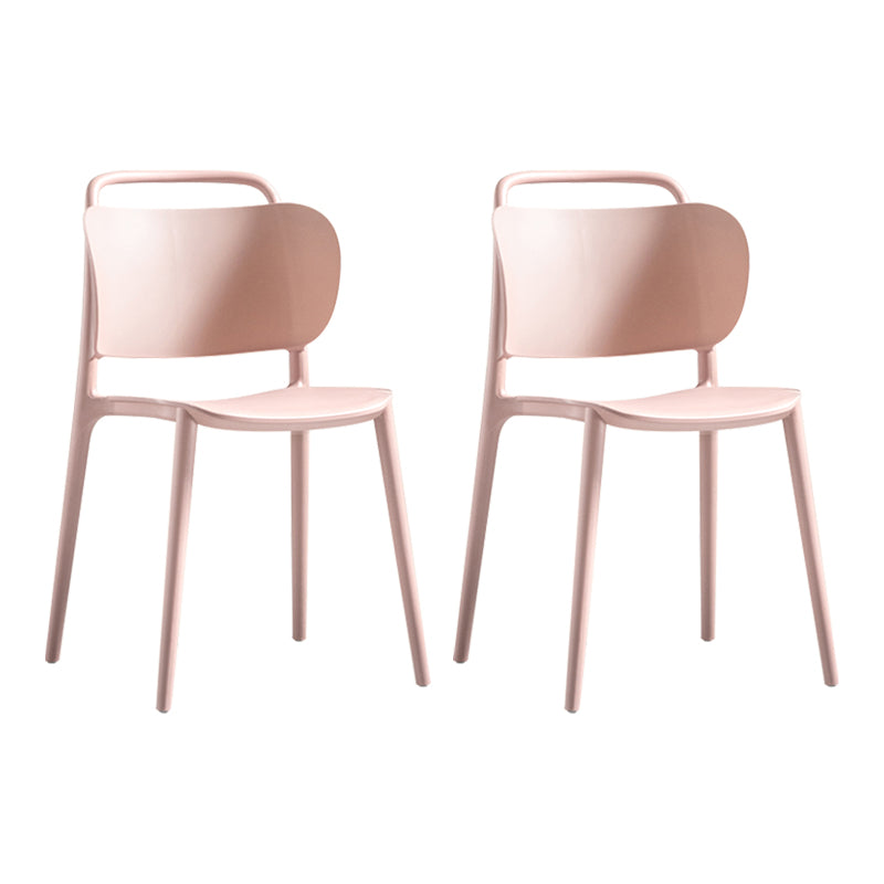 Contemporary Plastic Dining Armless Chair Open Back Dining Side Chair for Kitchen Light Pink 2 Piece Set Clearhalo ' kitchen&dining_furn' 'Dining Chairs' 'Dining Tables & Seating' 'dining_chair' 'furn' 'furn_dining_chair' 'Furniture' 'furniture_dining_chair' 'Kitchen & Dining Furniture' 'kitchen' 3756176